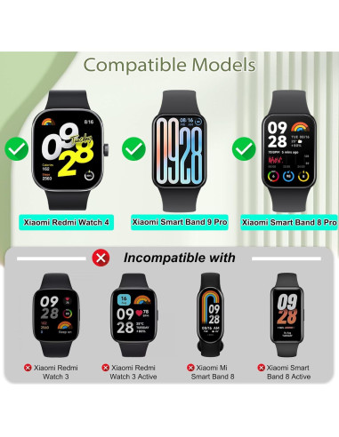 Bandas de Nailon Ajustables Relting para Redmi Watch 4 y Xiaomi Smart Band 8/9 Pro - 2 Piezas