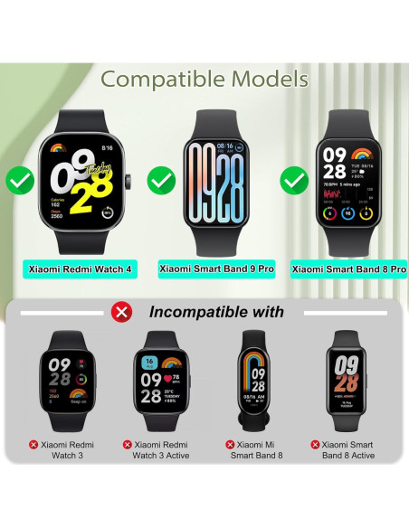 Bandas de Nailon Ajustables Relting para Redmi Watch 4 y Xiaomi Smart Band 8/9 Pro - 2 Piezas