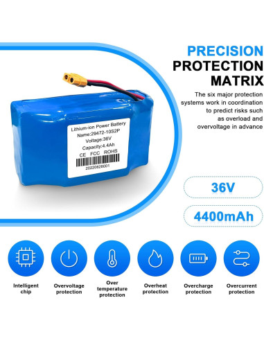 Batería de Litio 36V 4.4Ah H0vgvoard con Conector XT60