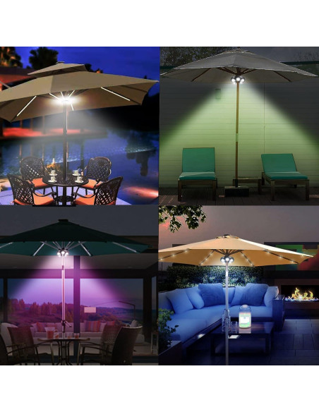 Luz de Paraguas Arixinks RGB 12 Colores Control Remoto 300 Lúmenes