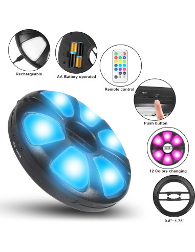 Luz de Paraguas Arixinks RGB 12 Colores Control Remoto 300 Lúmenes