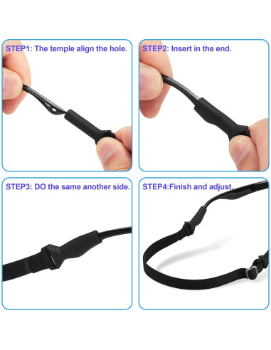 LVVFIT Correas para Gafas Niños 16.5-25.4 cm Multicolor 4 Pzas