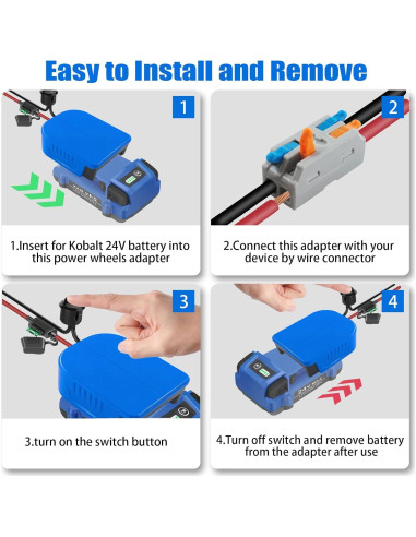 Adaptador Power Wheels Kobalt 24V Max con Fusible - 2 Paquetes