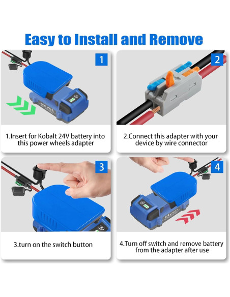 Adaptador Power Wheels Kobalt 24V Max con Fusible - 2 Paquetes