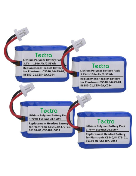 Batería Recargable Tectra CS540 para Auriculares Plantronics - 4 Unidades