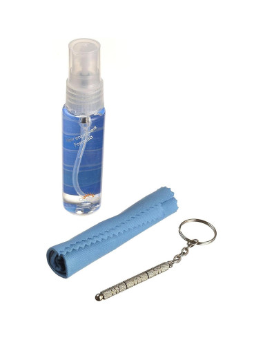 Kit de limpieza de gafas Cal Optix con spray y paño rosa