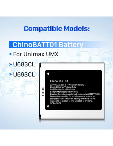 Batería de Reemplazo ChinoBATT01 2200mAh para Unimax UMX
