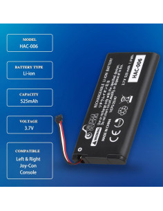 Batería de Reemplazo Joy-Con Pickle Power HAC-006 2pcs 525mAh 2