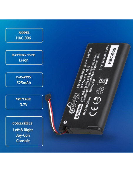 Batería de Reemplazo Joy-Con Pickle Power HAC-006 2pcs 525mAh