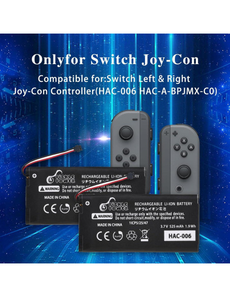 Batería de Reemplazo Joy-Con Pickle Power HAC-006 2pcs 525mAh