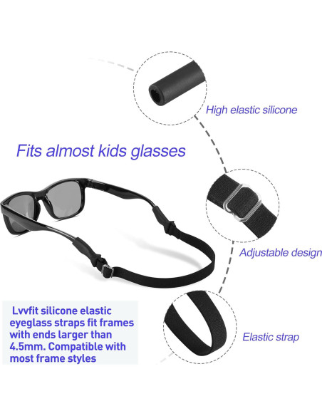 LVVFIT Correas para Gafas Niños 16.5-25.4 cm 4 Piezas Verde