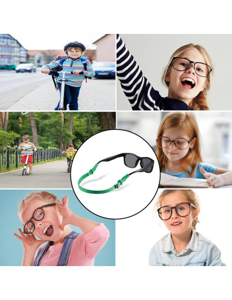 LVVFIT Correas para Gafas Niños 16.5-25.4 cm 4 Piezas Verde