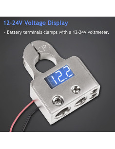 Conectores de terminal de batería Hamolar con voltímetro 12V 2