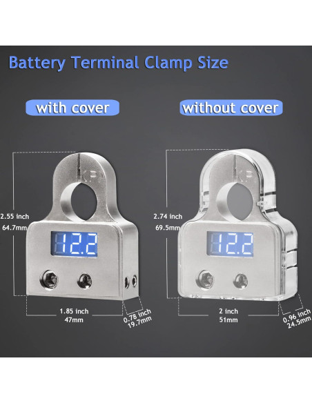 Conectores de terminal de batería Hamolar con voltímetro 12V