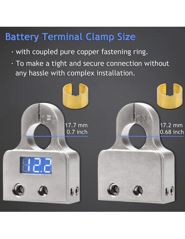 Conectores de terminal de batería Hamolar con voltímetro 12V