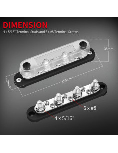 Bloque de Terminales de Barra de Bus DAIERTEK 12V-48V M8/M4 2