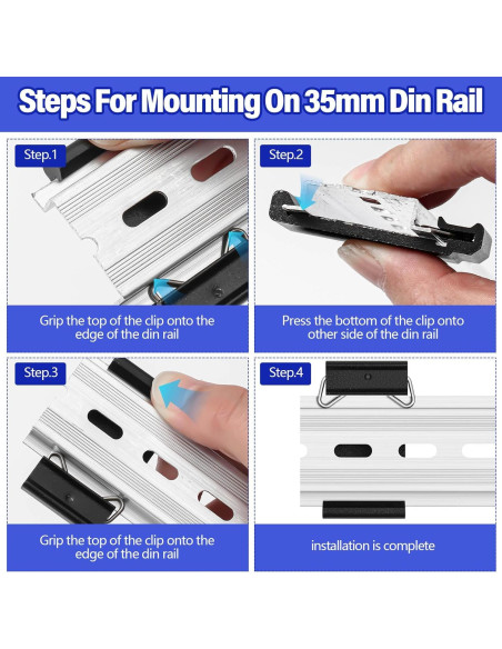 Hicarer 10 Clips de Montaje en Riel Din 35mm Aluminio Negro