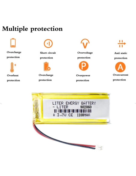 Batería de polímero de litio 3.7V 1100mAh BIHUADE 802060