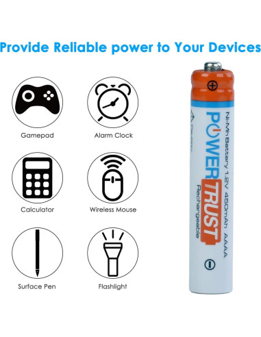 Pack 2 Baterías Recargables AAAA PowerTrust + Cargador LED