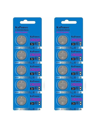 Batería de Botón de Litio CR2325 3V KaPonsec - 10 Paquetes