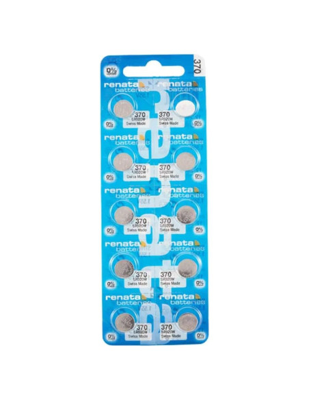 10 Baterías de Reloj Renata Suiza 370 0% Mercurio