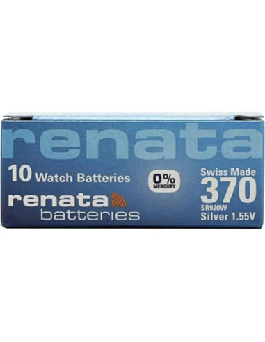 10 Baterías de Reloj Renata Suiza 370 0% Mercurio