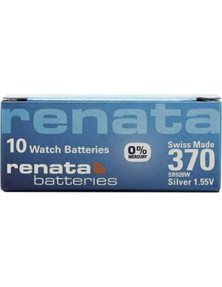 10 Baterías de Reloj Renata Suiza 370 0% Mercurio