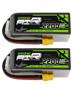 Batería Lipo OVONIC 6S 22.2V 2200mAh 50C XT60 - Paquete de 2