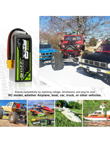 Batería Lipo OVONIC 6S 22.2V 2200mAh 50C XT60 - Paquete de 2