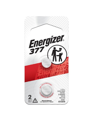 Batería de botón Energizer 377 de óxido de plata, 2 unidades