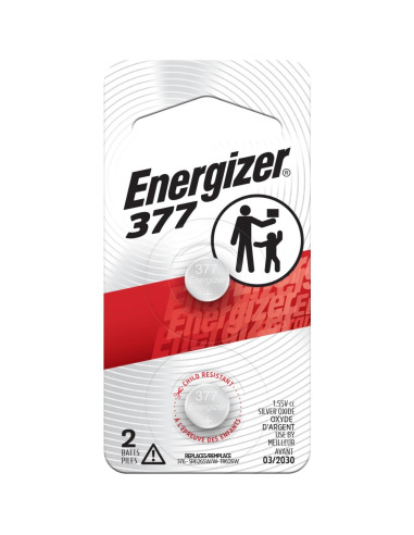 Batería de botón Energizer 377 de óxido de plata, 2 unidades