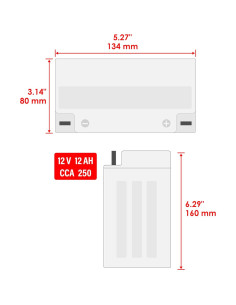 Batería AGM Caltric YB12AL-A2 12V para Kawasaki y Yamaha 2