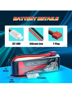 Batería LiPo GOLDBAT 2200mAh 7.4V 50C Softcase Dron RC 2