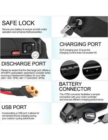 Batería de Ebike Varstrom 48V 13Ah para Kit de Bicicleta Eléctrica