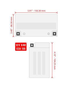 Batería AGM Caltric 12V para Honda Trx700XX 2008-2009 2