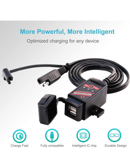 Adaptador Monitor Batería MOTOPOWER MP0608 USB Doble 3.1A