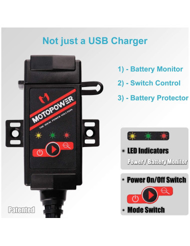 Adaptador Monitor Batería MOTOPOWER MP0608 USB Doble 3.1A