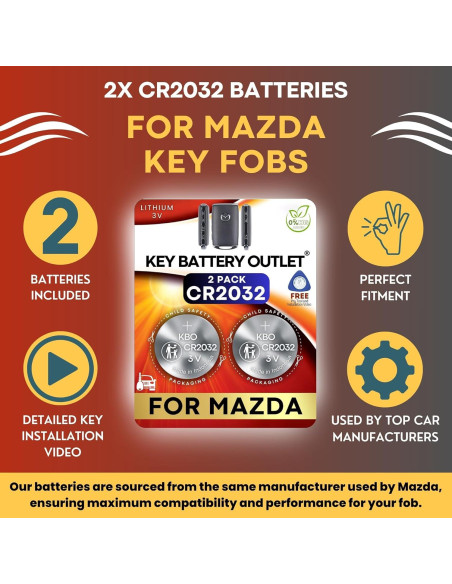 Paquete de 2 Baterías CR2032 para Llave Mazda - 2019-2025