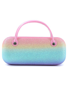 Estuche Duro para Gafas de Sol Peluche Rosa Azul 16x7x5cm