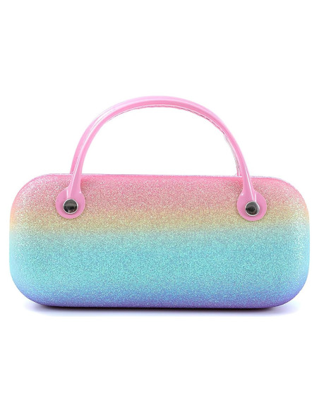 Estuche Duro para Gafas de Sol Peluche Rosa Azul 16x7x5cm