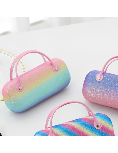 Estuche Duro para Gafas de Sol Peluche Rosa Azul 16x7x5cm