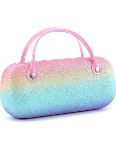 Estuche Duro para Gafas de Sol Peluche Rosa Azul 16x7x5cm