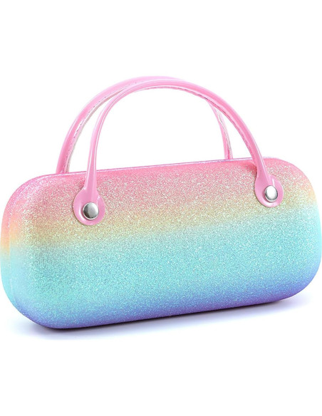 Estuche Duro para Gafas de Sol Peluche Rosa Azul 16x7x5cm