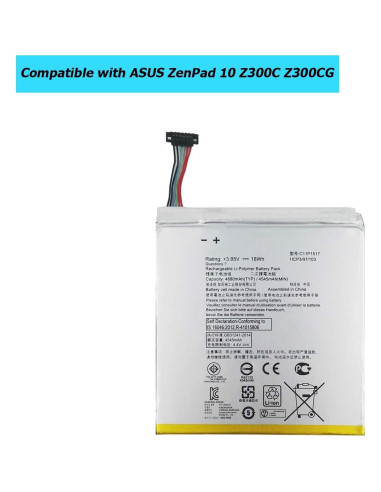 Batería de Reemplazo C11P1517 para ASUS ZenPad 10 4650mAh