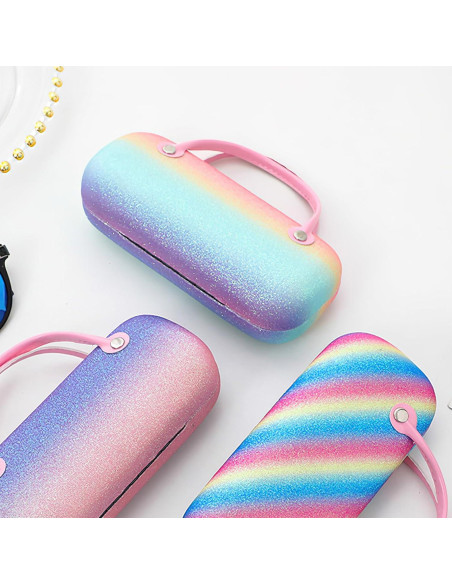 Estuche Duro para Gafas de Sol Peluche Rosa Azul 16x7x5cm