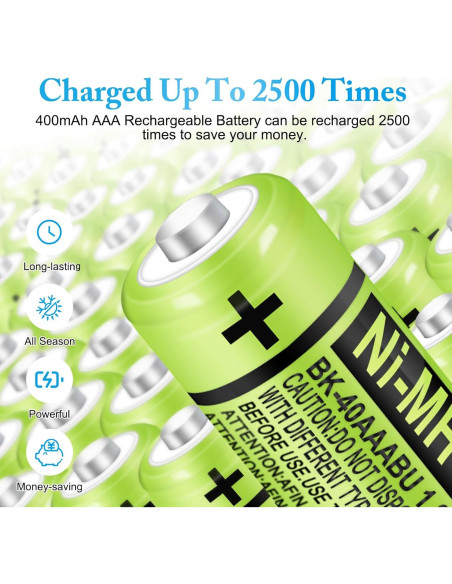 Paquete de 8 Baterías Recargables NiMH AAA 400mAh 1.2V Panasonic