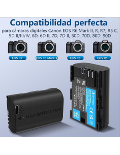 Batería recargable Artman LP-E6NH 2-Pack 2500mAh Type-C 2