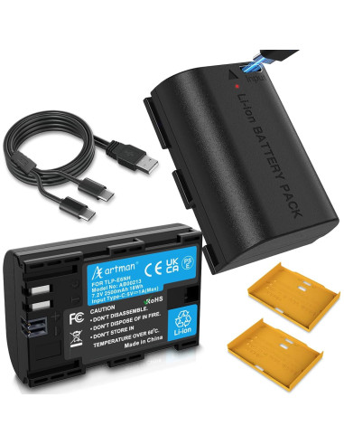 Batería recargable Artman LP-E6NH 2-Pack 2500mAh Type-C