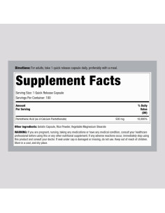 Ácido Pantoténico Piping Rock 500mg - 100 Cápsulas Sin OGM 2