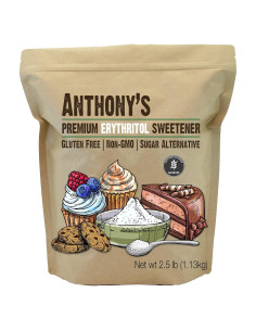 Eritritol Granulado Anthony's 1.13 kg, Edulcorante Keto y Paleo